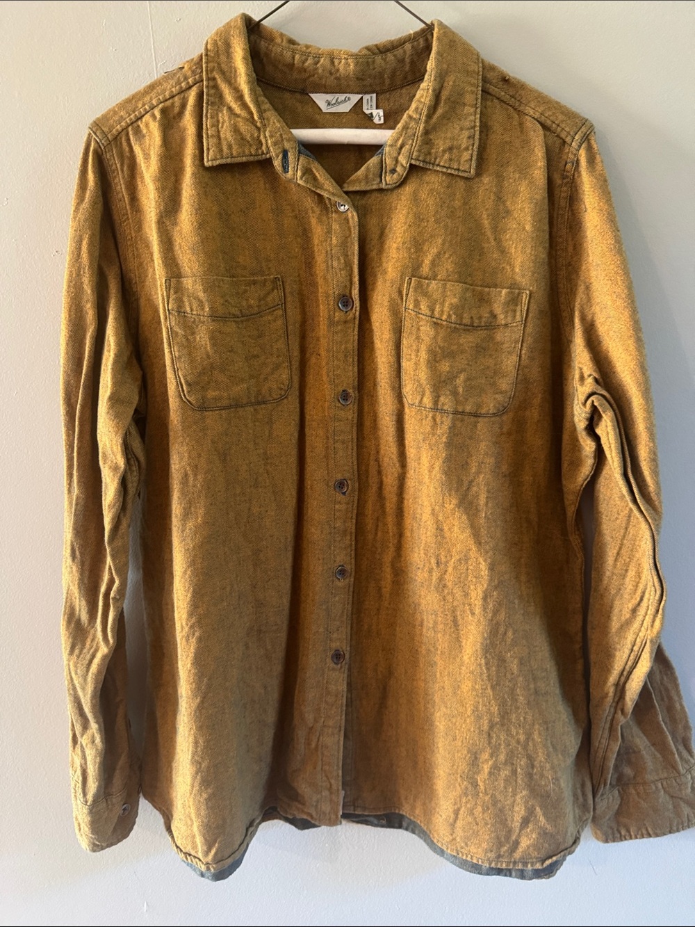 Woolrich Women's Utility Button-Down Shirt Mustard Yellow Camel Gold Size XL